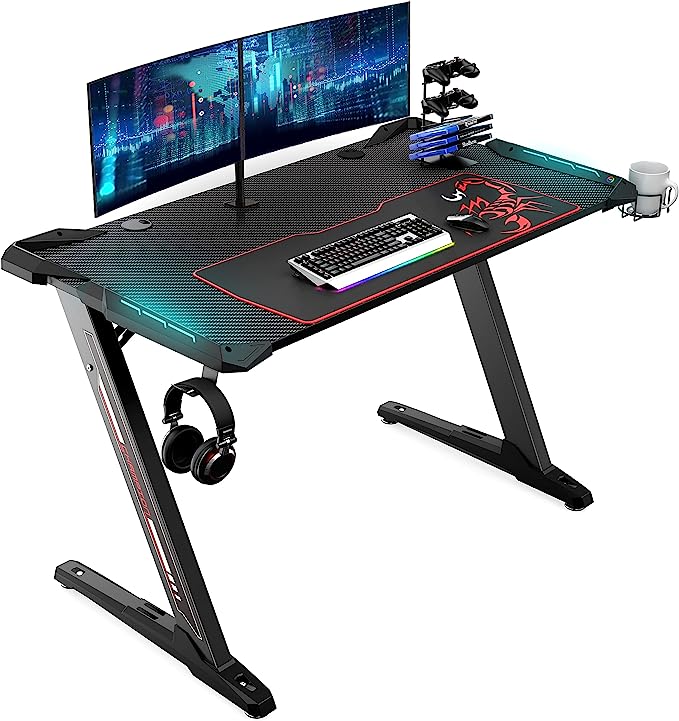 Eureka Ergonomic - Gaming desk with RGB Lighting